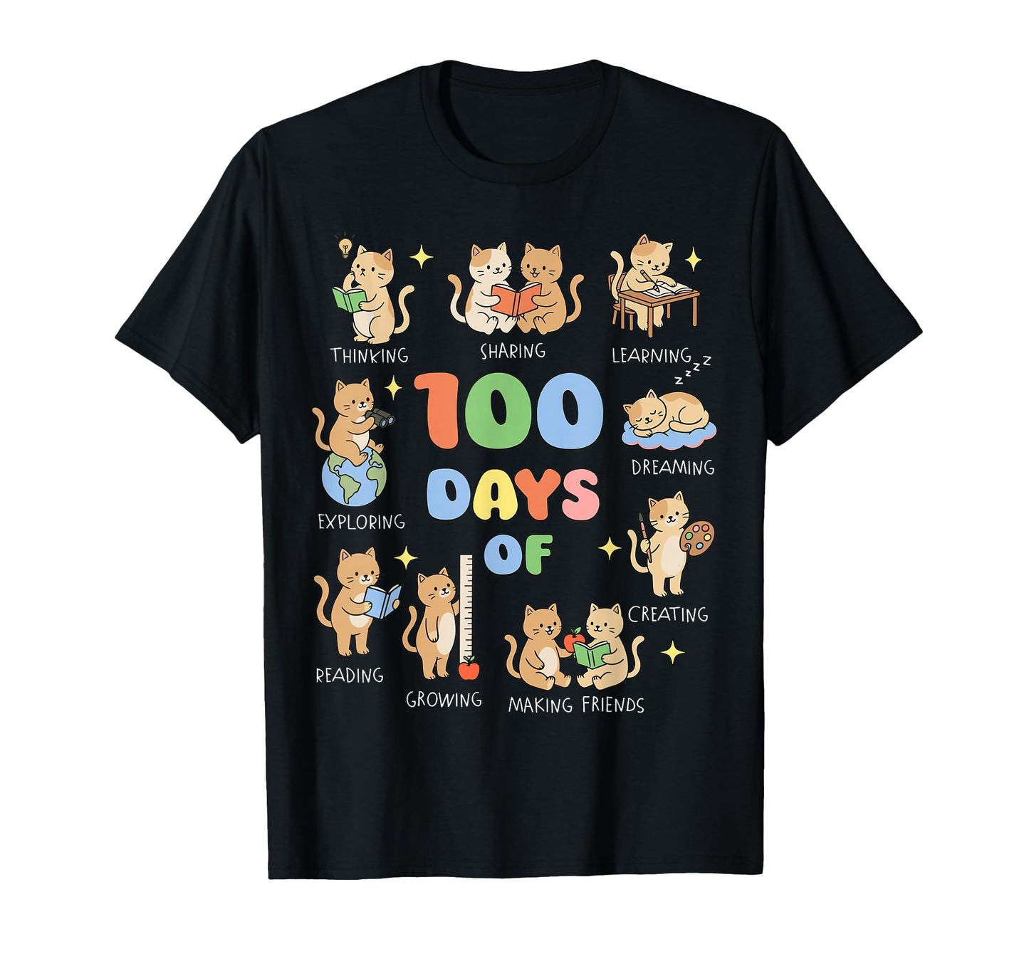 100 Days of School Cat for Teacher 100th Day of School Kids T-Shirt