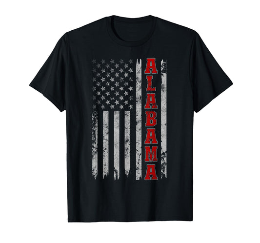 Alabama - Vintage Patriotic USA Flag Football Season T-Shirt