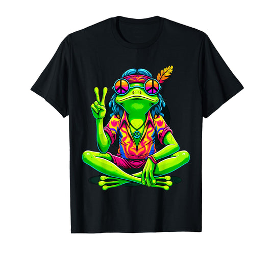 Hippie Frog Peace Sign T-Shirt