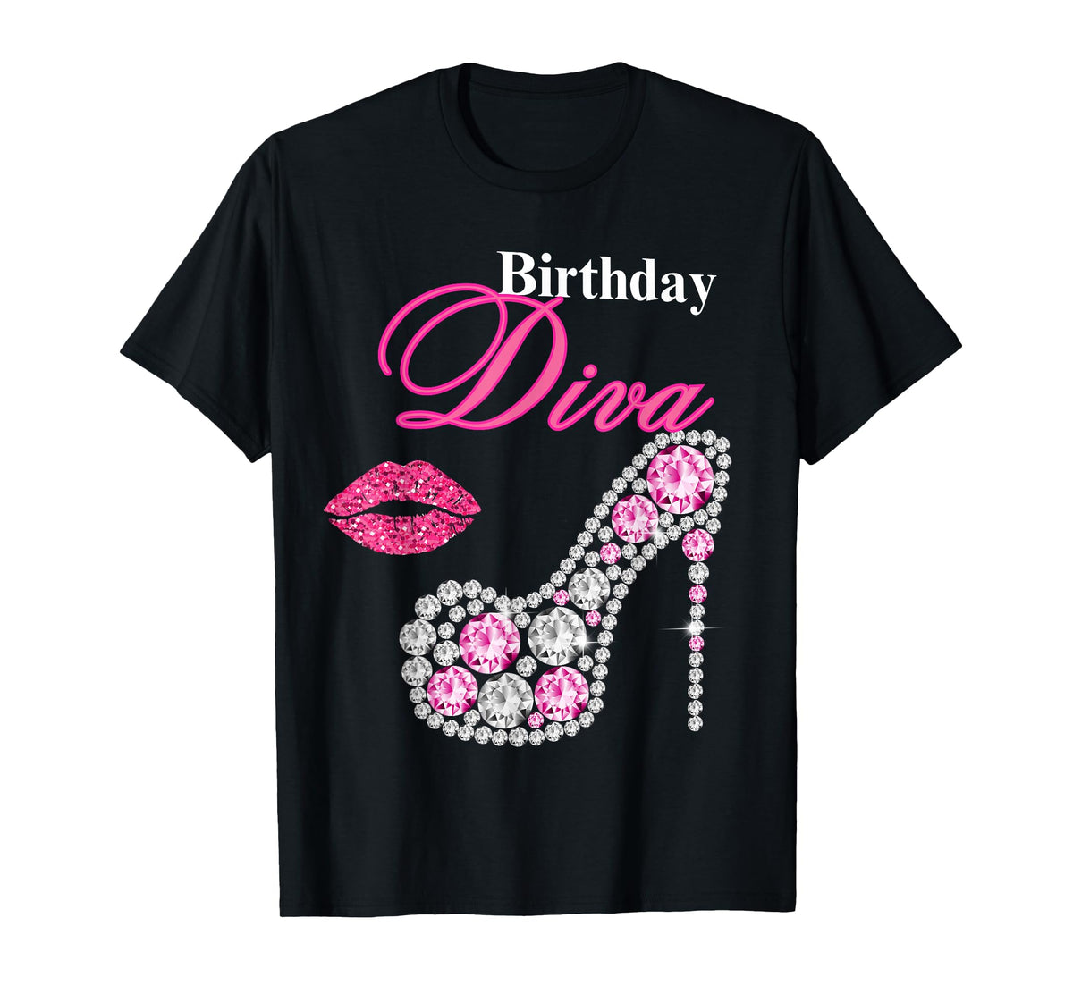 Hot Pink Lips Gifts High Heel Afro Diva Birthday Melanin T-Shirt