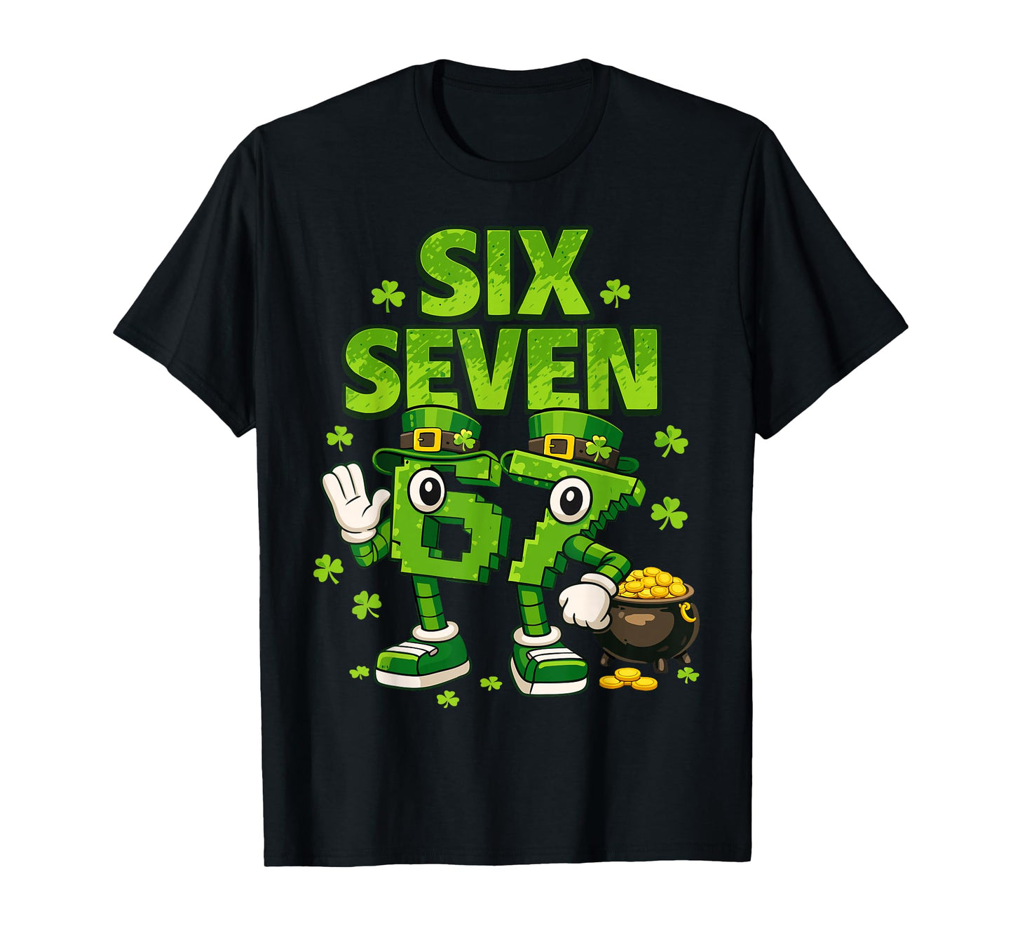 Kids Meme 6-7 Shamrock Six Seven 6 7 St Patricks Day 67 T-Shirt