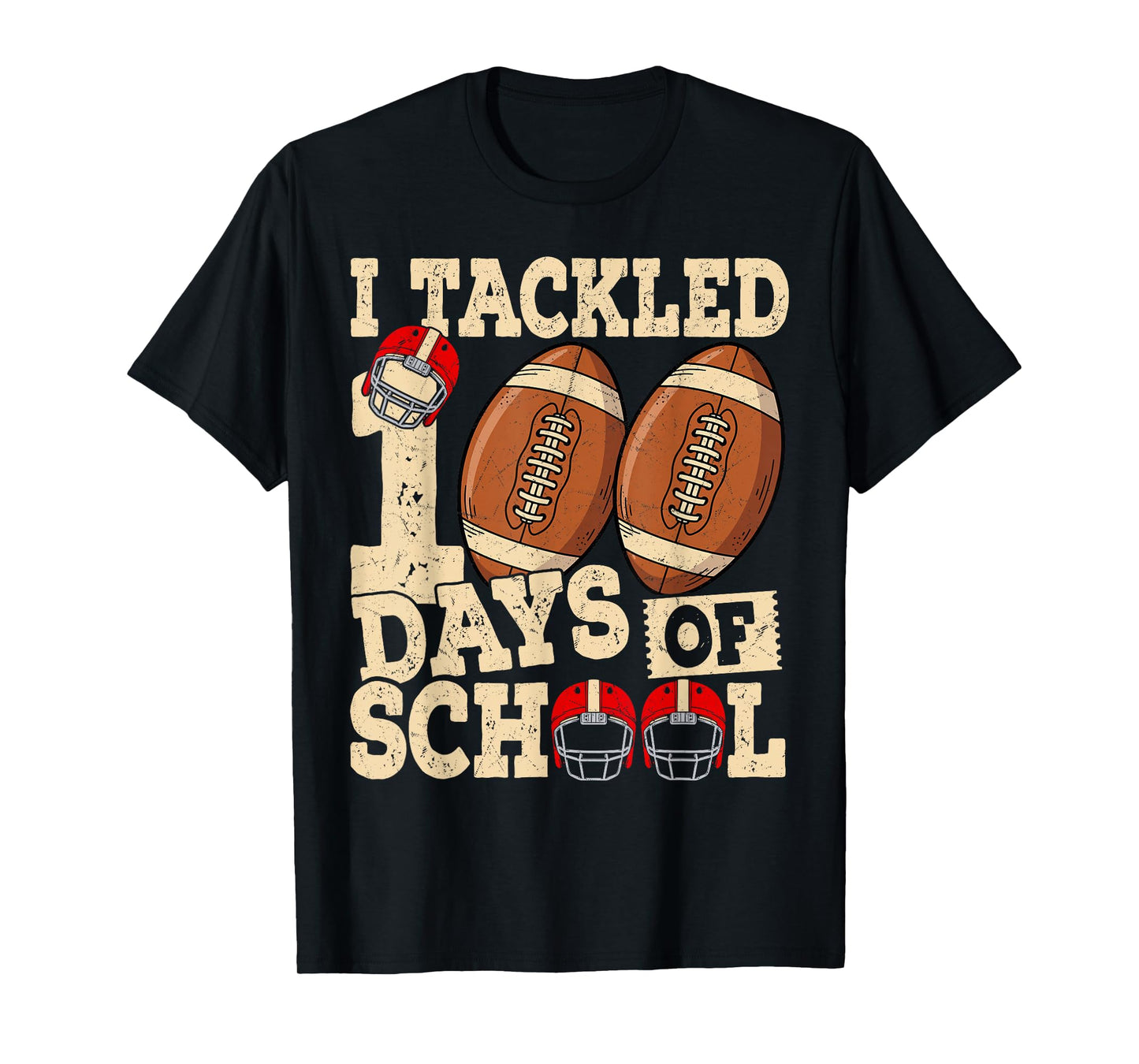 100 Days of School Boys Kids 100th Day of School Football T-Shirt