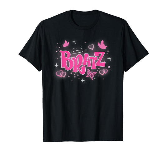 Bratz - Pink Y2K Butterfly Logo with Hearts T-Shirt