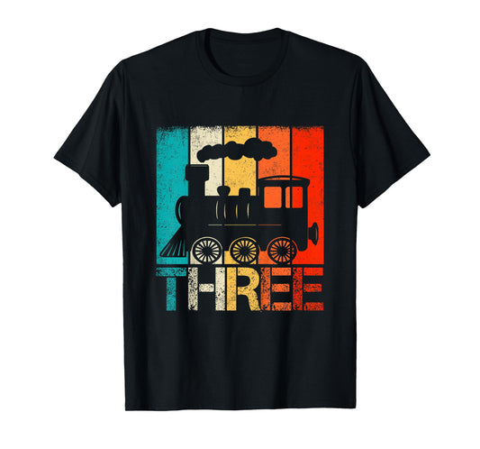 Kids 3 Year Old Boy Trains Birthday 3rd Birthday Locomotive Train T-Shirt