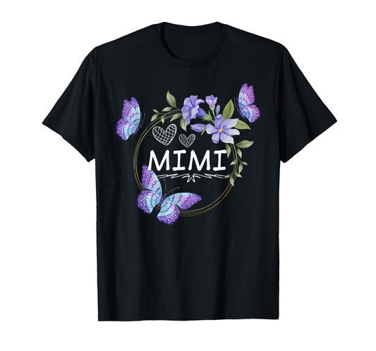 Mimi shirt For Women with butterflies Mother's Day T-Shirt