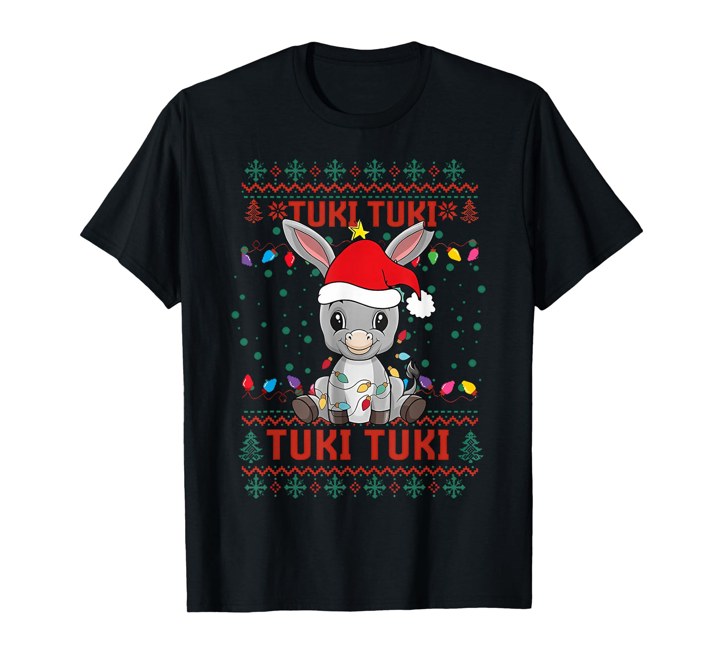 Tuki Tuki Donkey Santa Hat Spanish Mexican Christmas Sweater T-Shirt