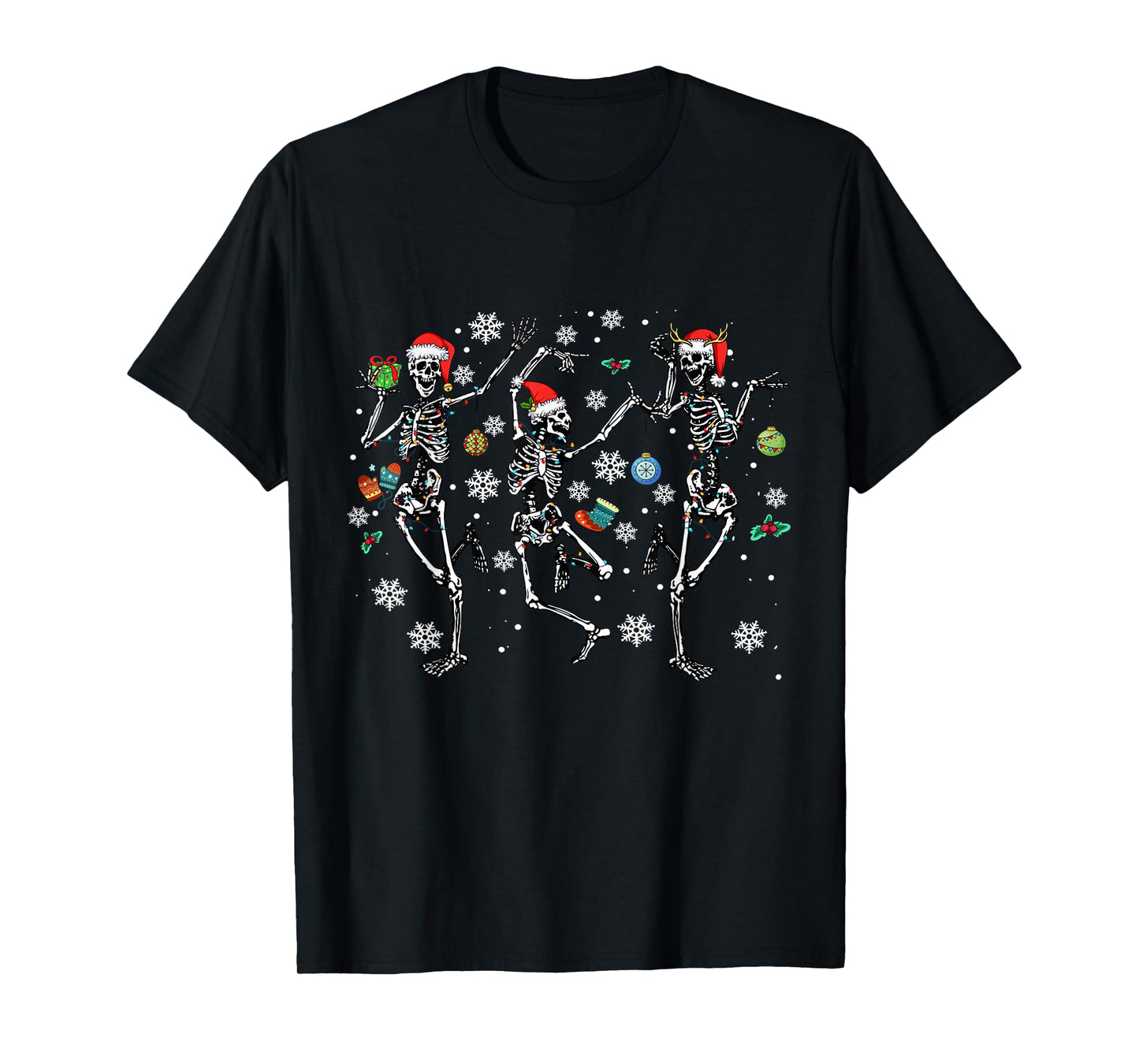 Christmas Skeleton Dancing Christmas Lights Xmas Tree Cute T-Shirt