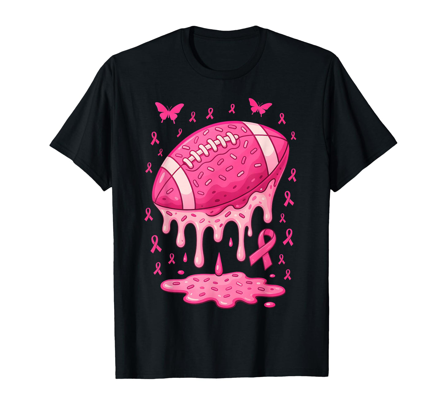 Football Drip Ice Cream Breast Cancer Awareness Boys & Girls T-Shirt