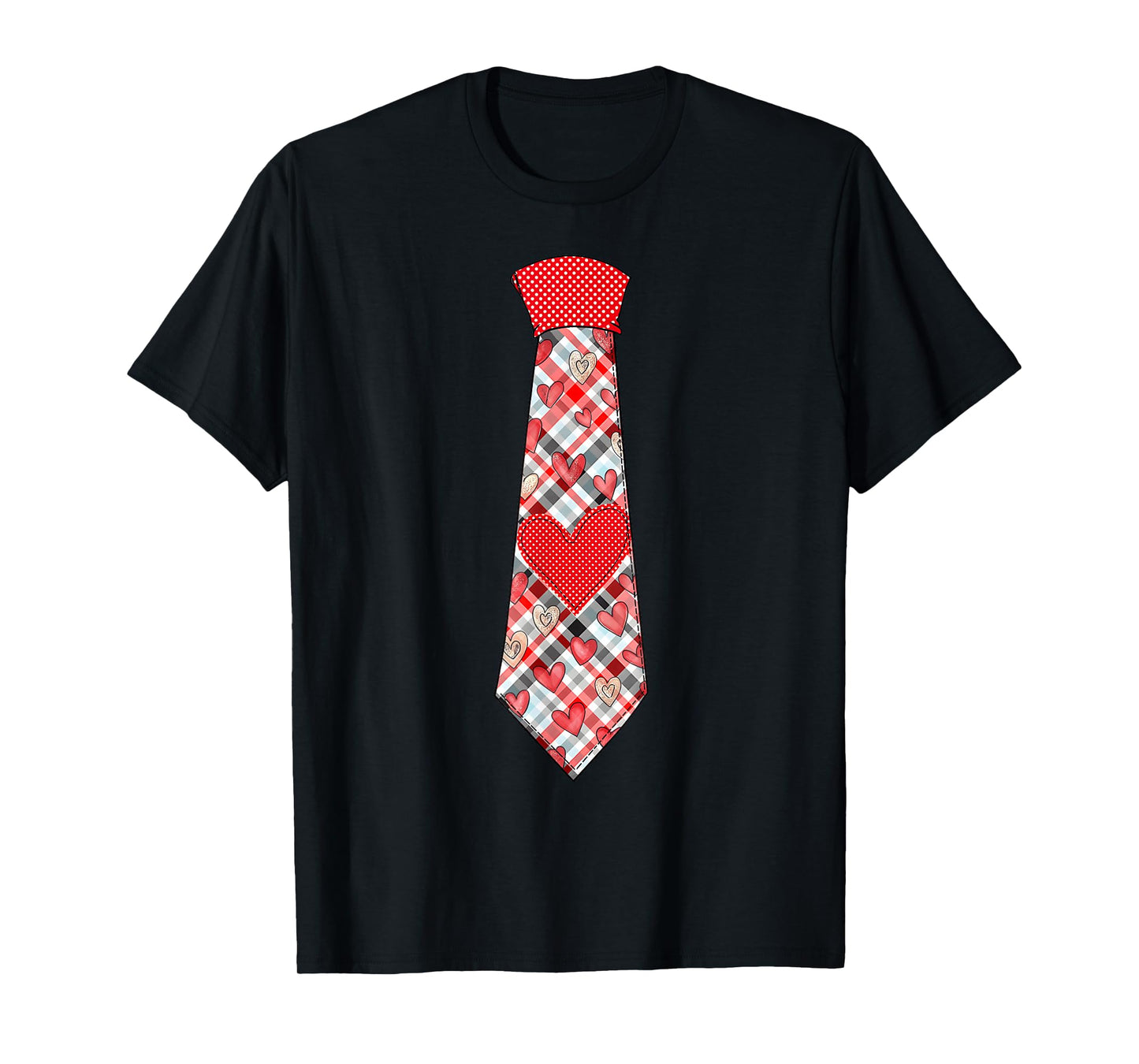 Valentine Heart Plaid Tie Boys Toddler Kids T-Shirt
