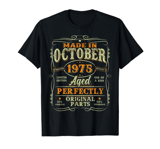 50 Years Old Vintage Made In October 1975 50th Birthday Men T-Shirt