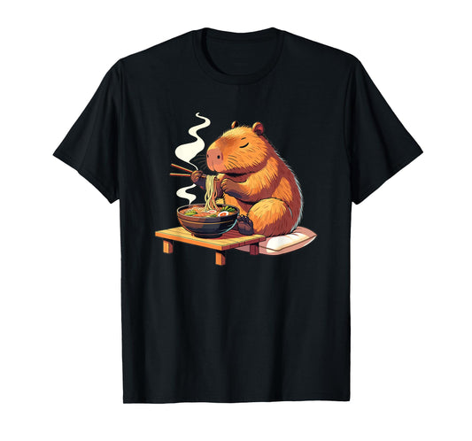 Sweet Capybara Eats Ramen Noodles Capybaras Ramen T-Shirt