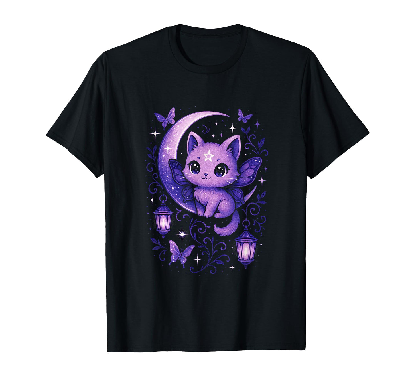 Moonlit Cat - Kawaii Pastel Goth Gothic Aesthetic T-Shirt