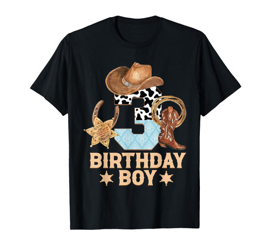 Western Family Birthday Boy Shirt 4 Cowboy 3rd Birthday T-Shirt