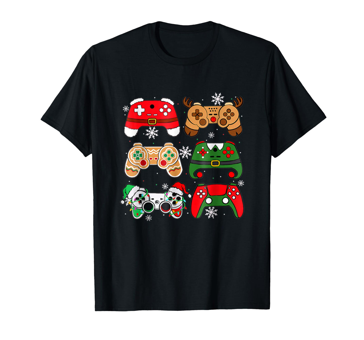 Boys Christmas Shirt Santa Elf Gaming Controllers Gamer Xmas T-Shirt