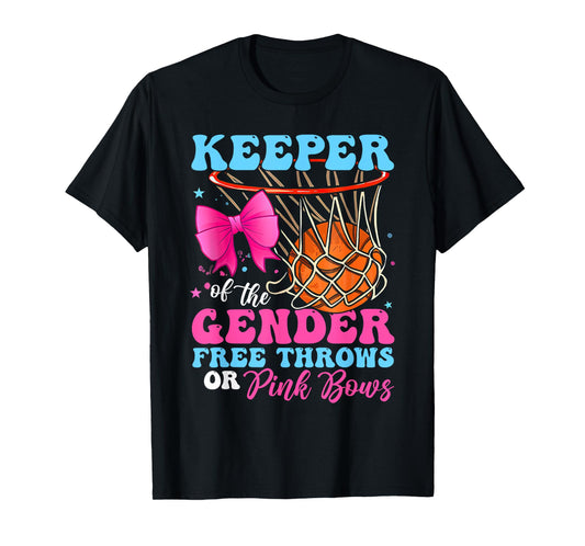 Keeper of the Gender Reveal Free Throws or Pink Bows Party T-Shirt