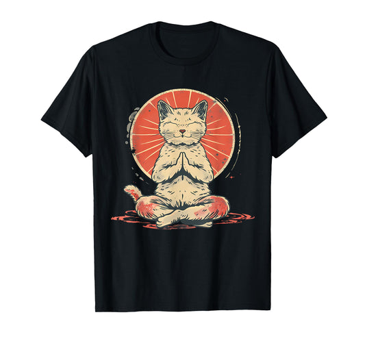 Cat Meditation Zen Buddha Spirituality Hindu Buddhist T-Shirt for Men Women Kids