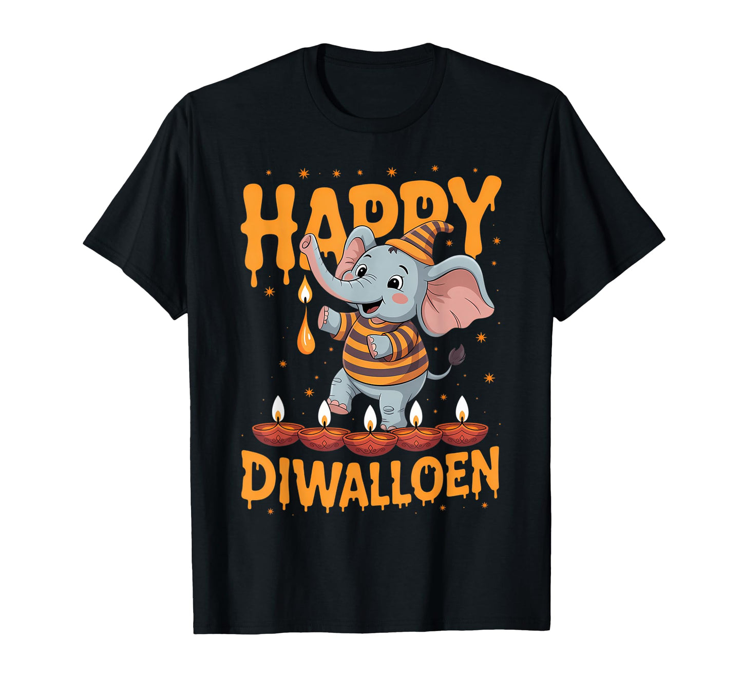 Funny Halloween Diwali Elephant Happy Diwalihalloween T-Shirt