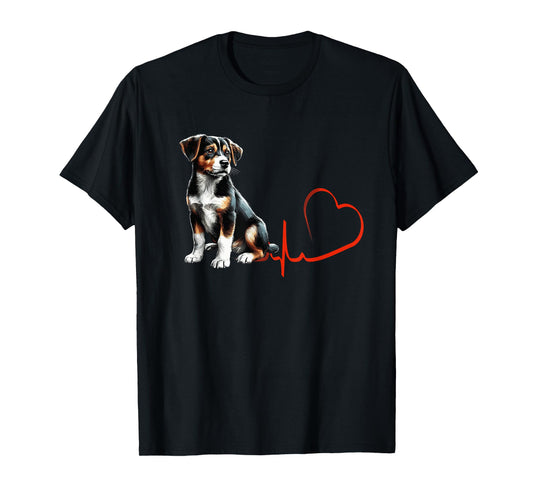 Mountain Feist Dog Heartbeat EKG Funny Dogs Owner & Lover T-Shirt