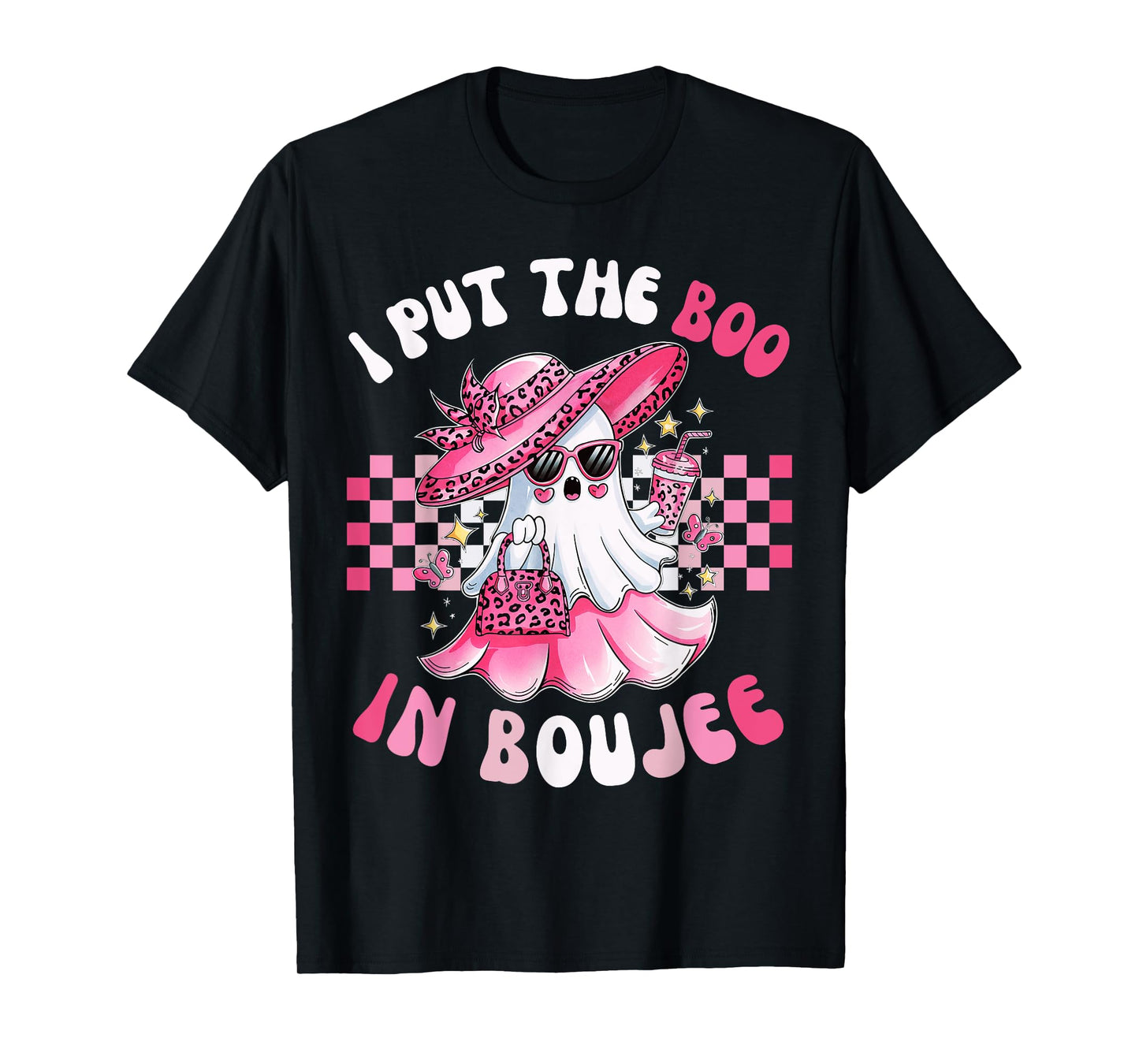 Funny I Put The Boo In Boujee Pink Ghost Halloween T-Shirt