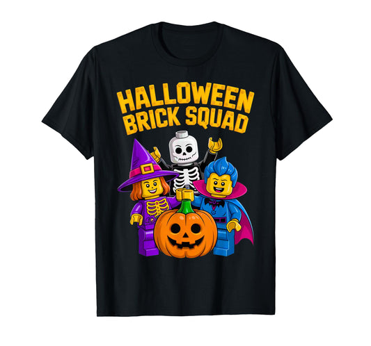Halloween Brick Squad Costume Master Builder Blocks Building T-Shirt
