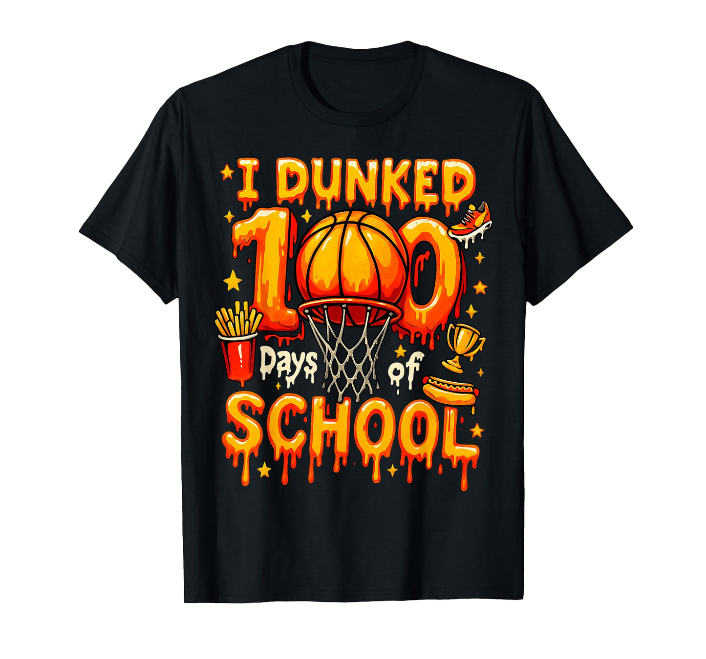 I Dunked 100 Days of School Basketball Drip Boys Kids T-Shirt