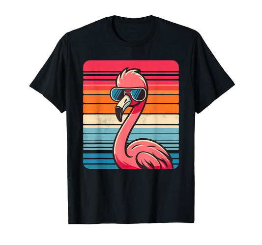 Cool Retro Flamingo in Sunglasses 70s 80s 90s Funny Flamingo T-Shirt