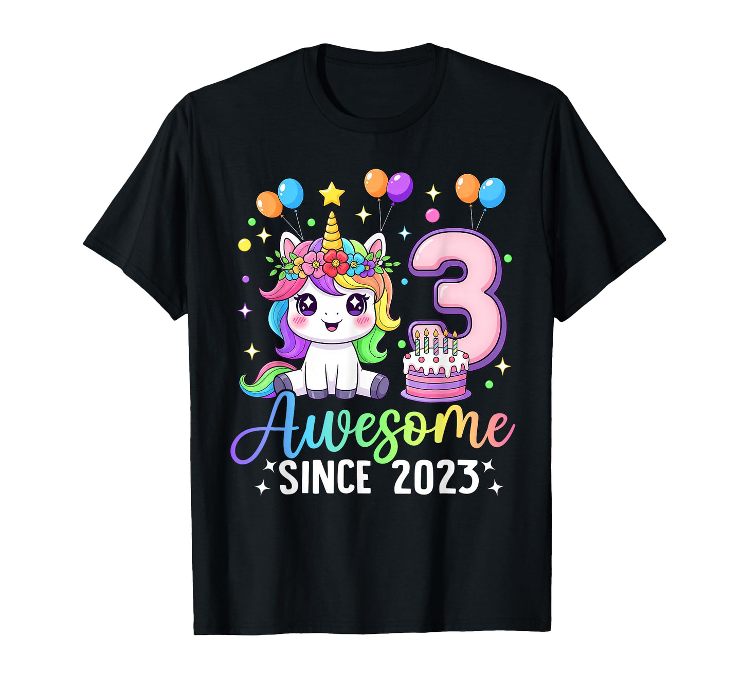 Unicorn 3rd Birthday 3 Year Old Unicorn Party Birthday Girl T-Shirt