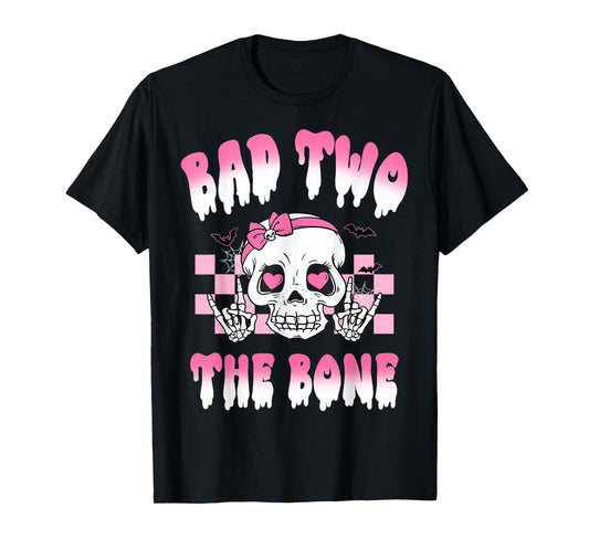 Bad Two The Bone Party Decorations 2 Years Old Birthday Kids T-Shirt
