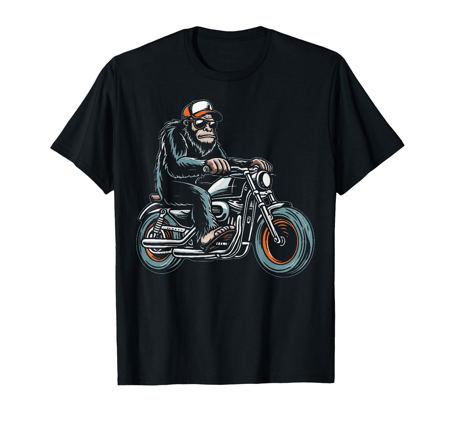 Bigfoot Sasquatch Riding A Motorcycle T-Shirt