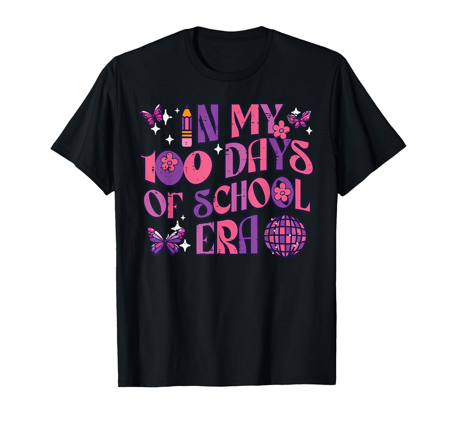 in My 100 Days of School Era Retro 100th Day Women Girl Kids T-Shirt