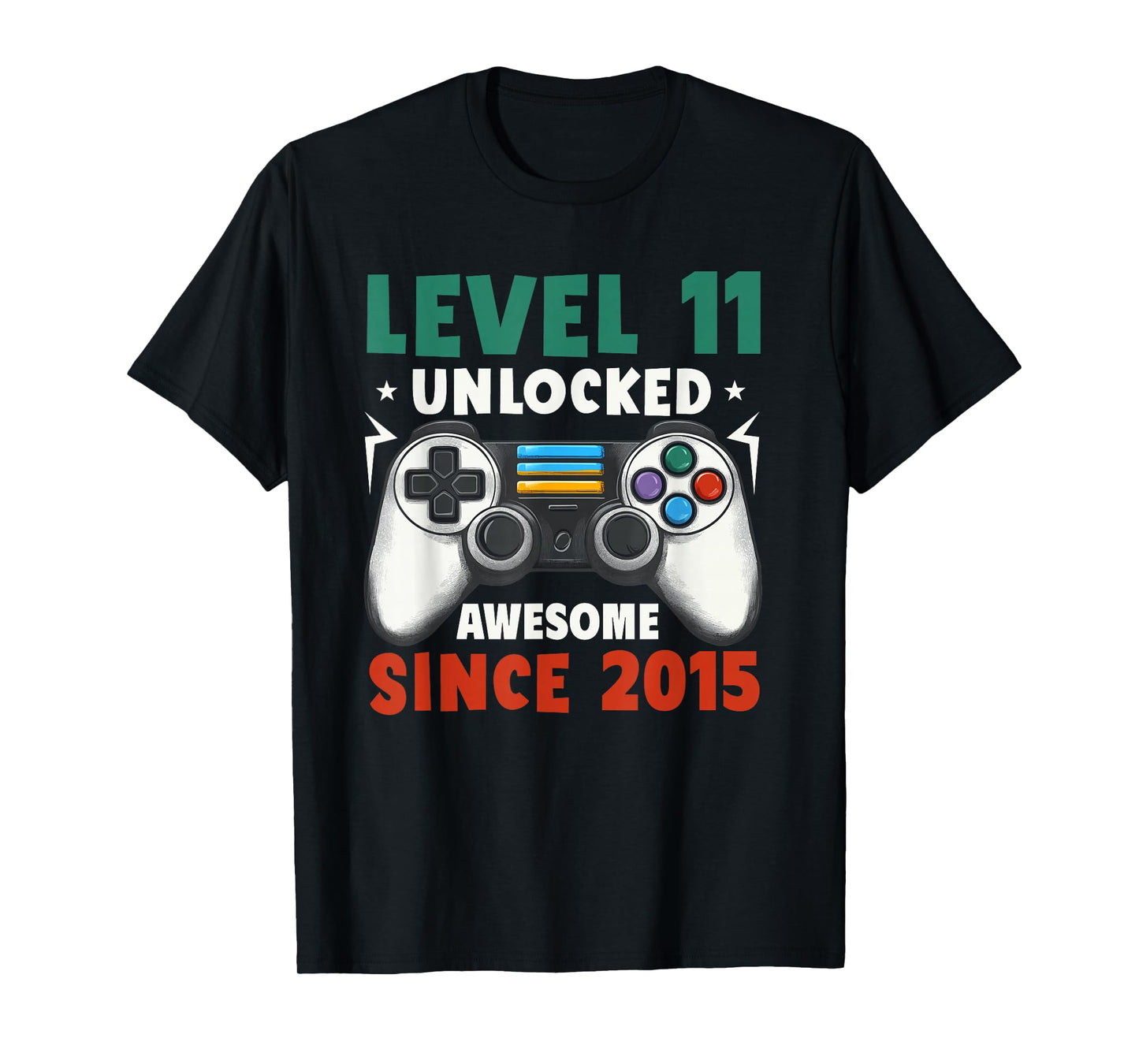 Level 11 Unlocked Awesome Since 2015 11th Birthday Gaming T-Shirt