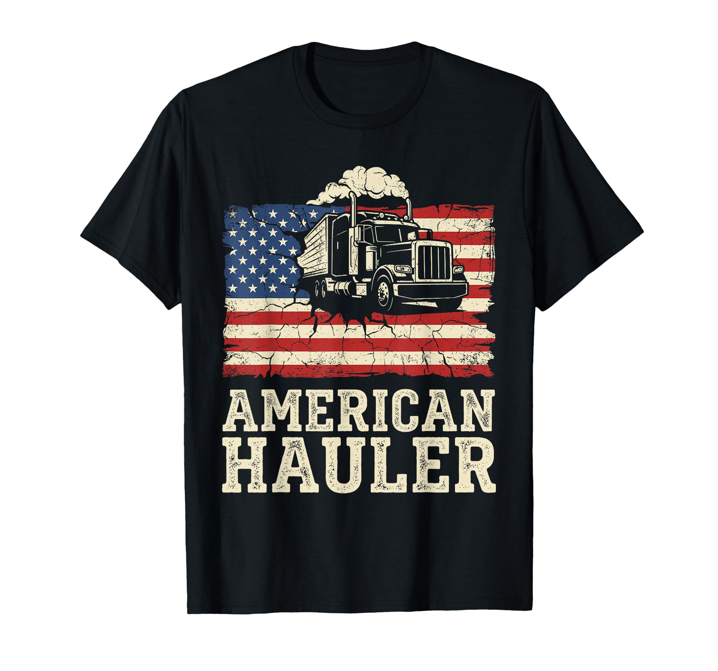 American Hauler Truck Driver Patriotic US Flag Trucker T-Shirt