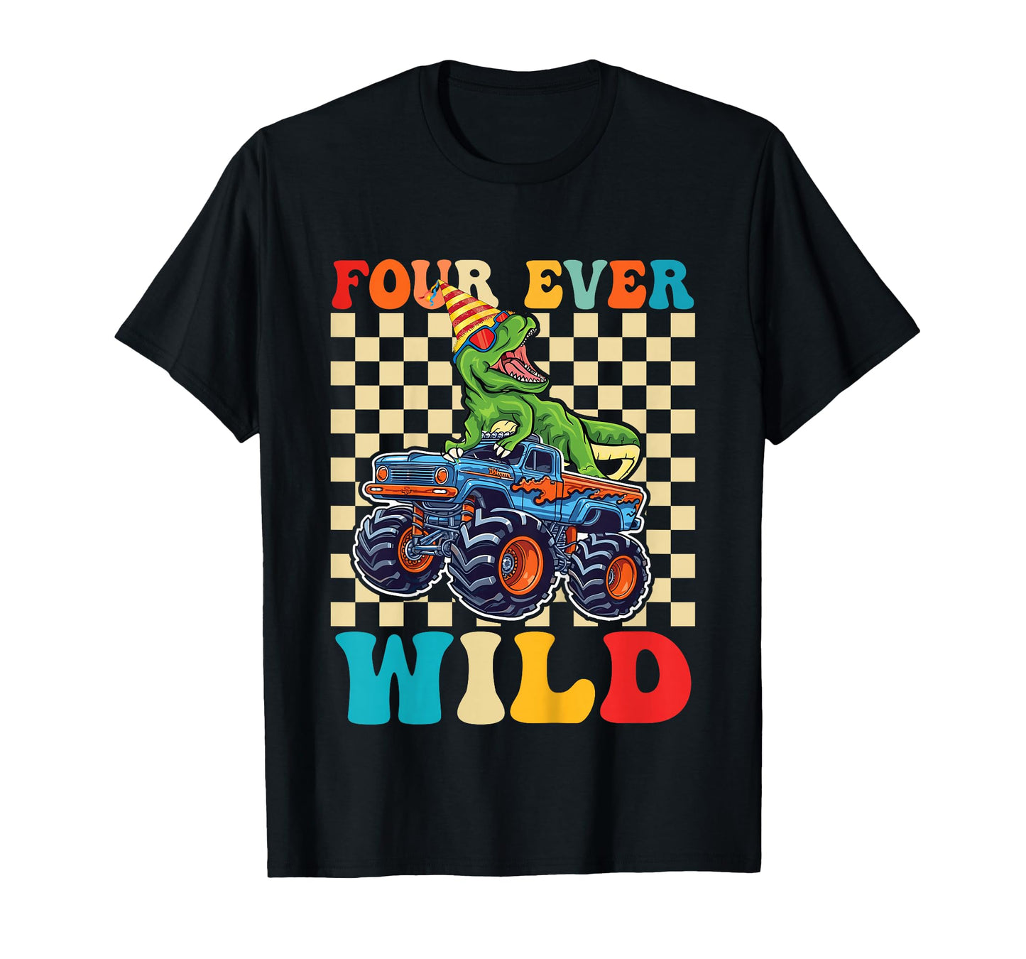 4th Birthday Monster Truck 4 Year Old Boys 4th Party T-Shirt