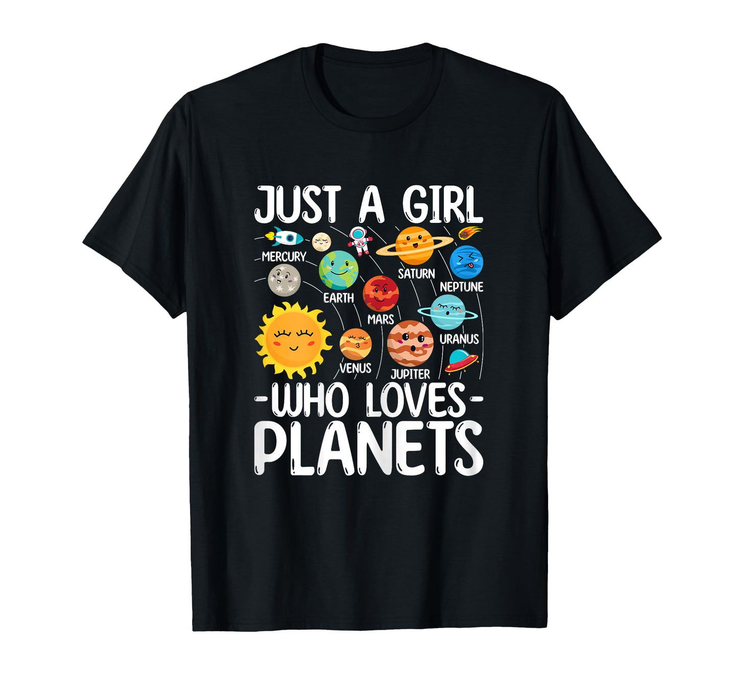 Just A Girl Who Loves Planet Solar Star System Science Space T-Shirt