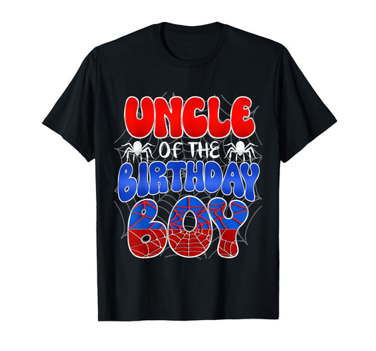 Uncle of the Birthday Boy Costume Spider Web Birthday Party T-Shirt