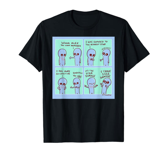 Threadless Nathan W. Pyle Strange Planet Star Damage Graphic T-Shirt