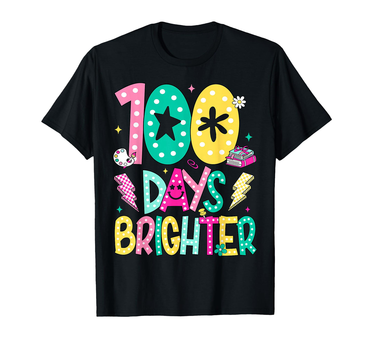 Preppy 100 Days Brighter Happy 100th Day of School Boy Girl T-Shirt