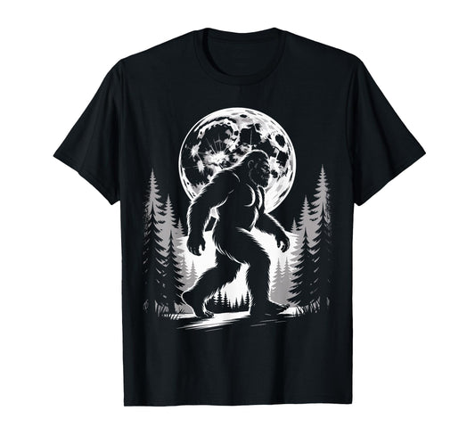 Bigfoot Moonlight Sasquatch Forest Cryptid Outdoor Moon T-Shirt