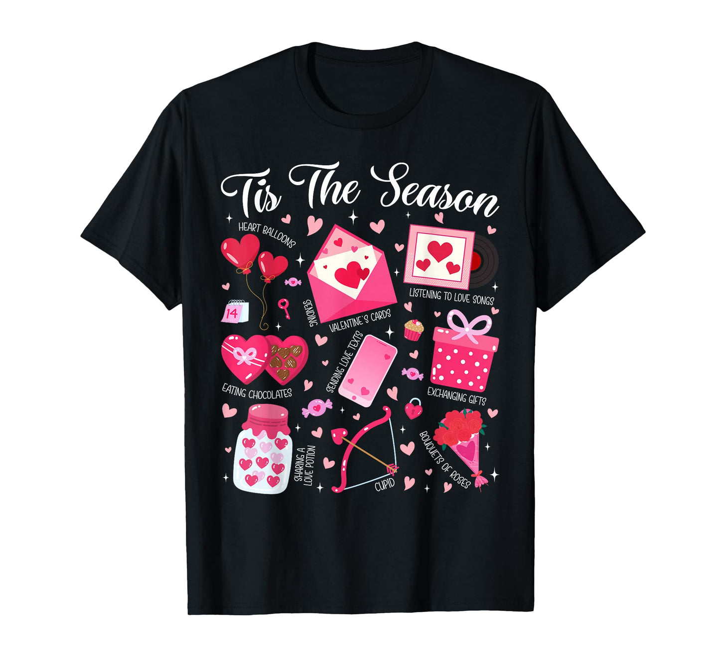 Retro Tis The Season Funny Valentine Heart Balloons Gift T-Shirt