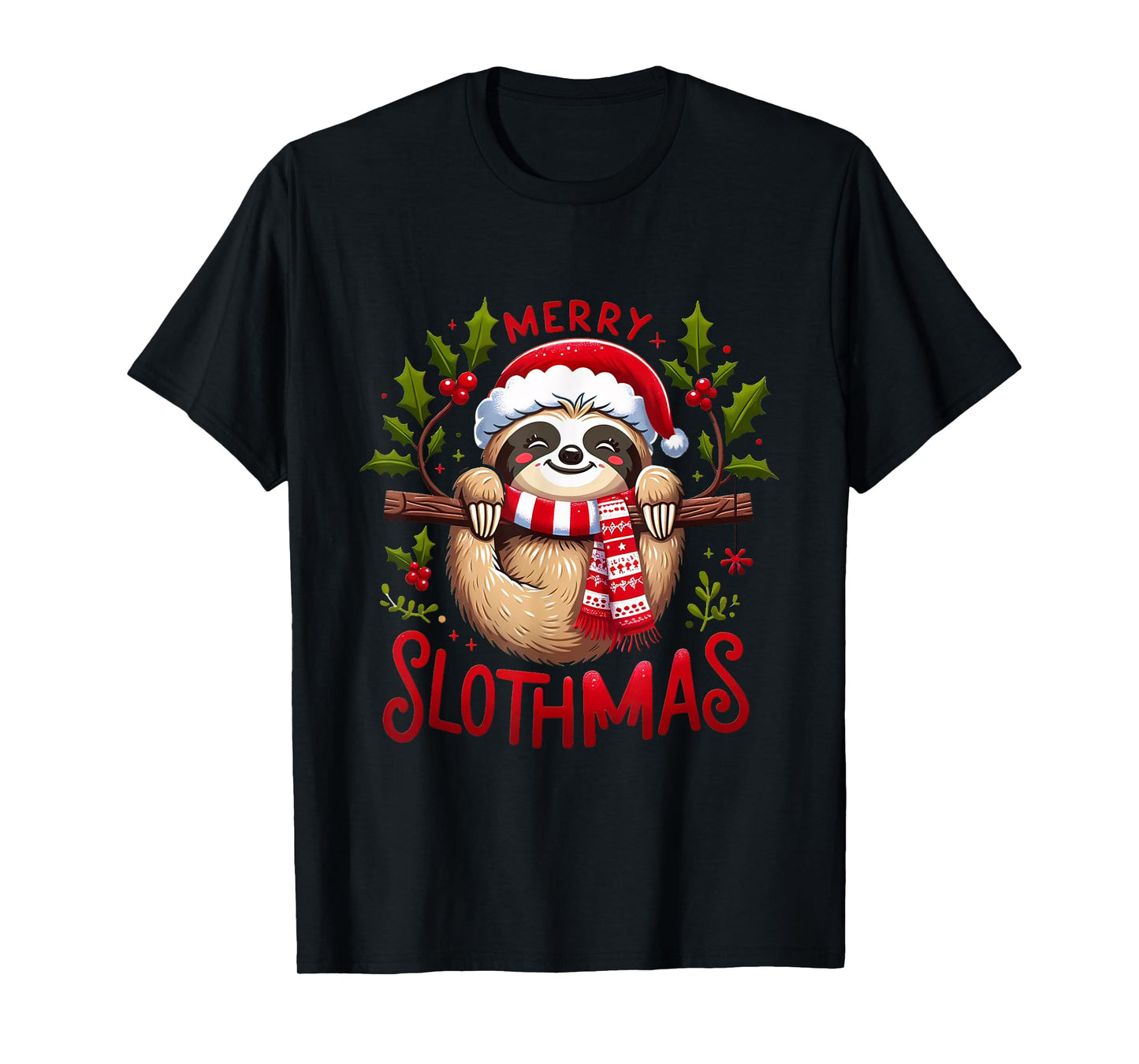 Merry Slothmas Cute Sloth Christmas Pajamas Women Girl Kids T-Shirt