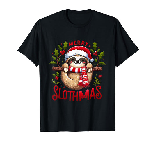 Merry Slothmas Cute Sloth Christmas Pajamas Women Girl Kids T-Shirt