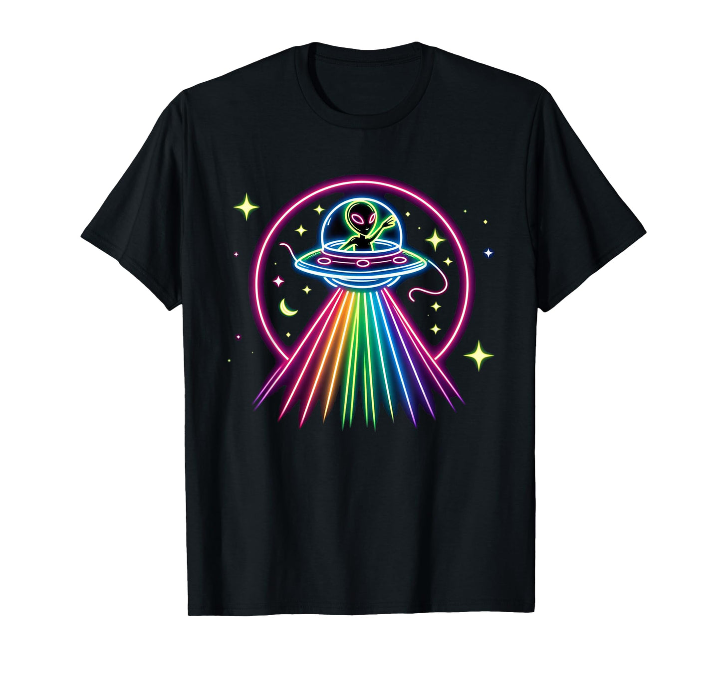 Space Alien UFO Neon Lights Rave Alien Lovers T-Shirt