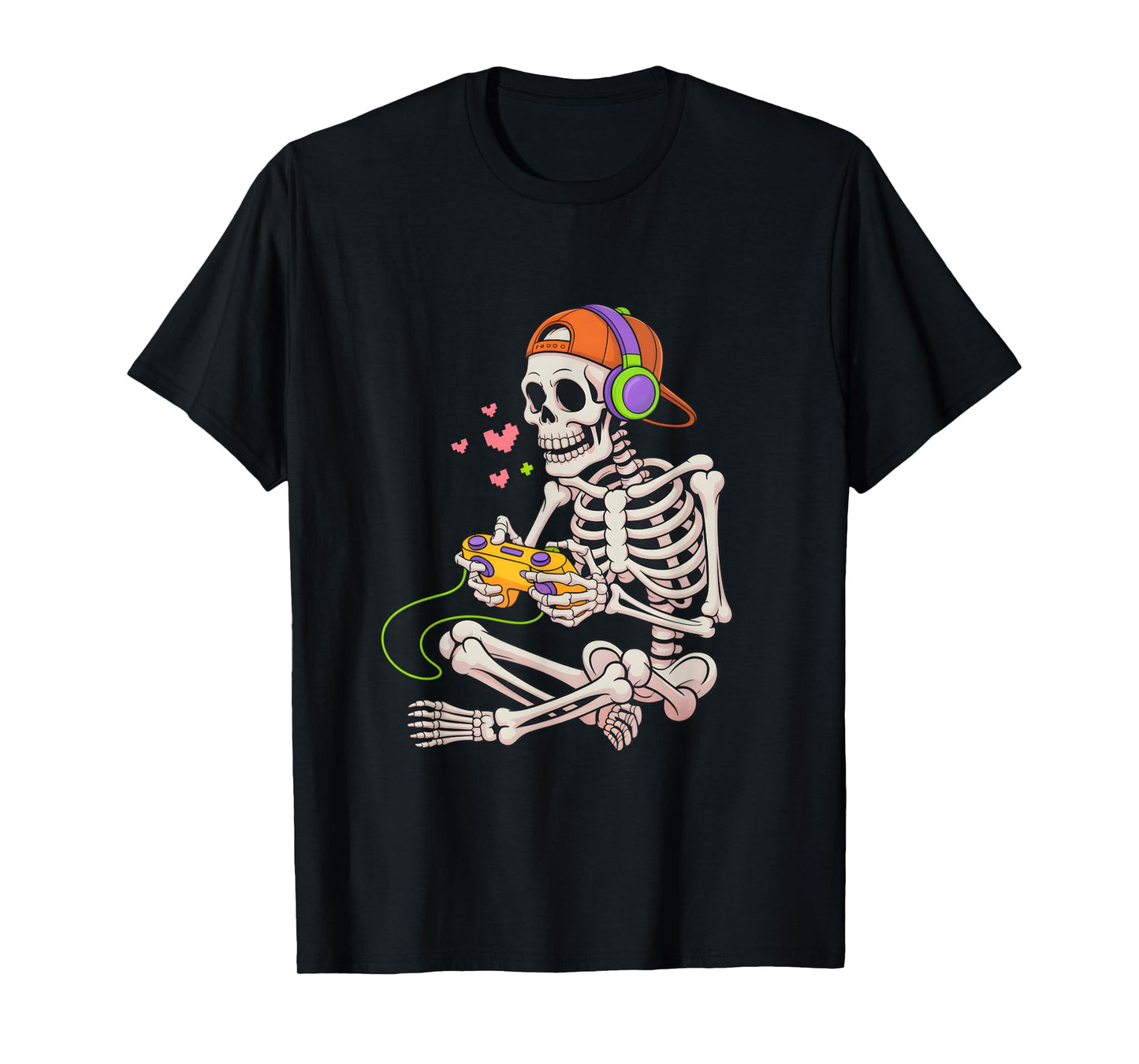 Funny Skeleton Video Game Halloween Gaming Gamer Boys Men T-Shirt