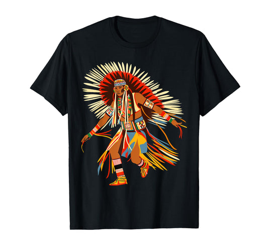 Powwow Dancer Native American Indian Traditional Art Style T-Shirt