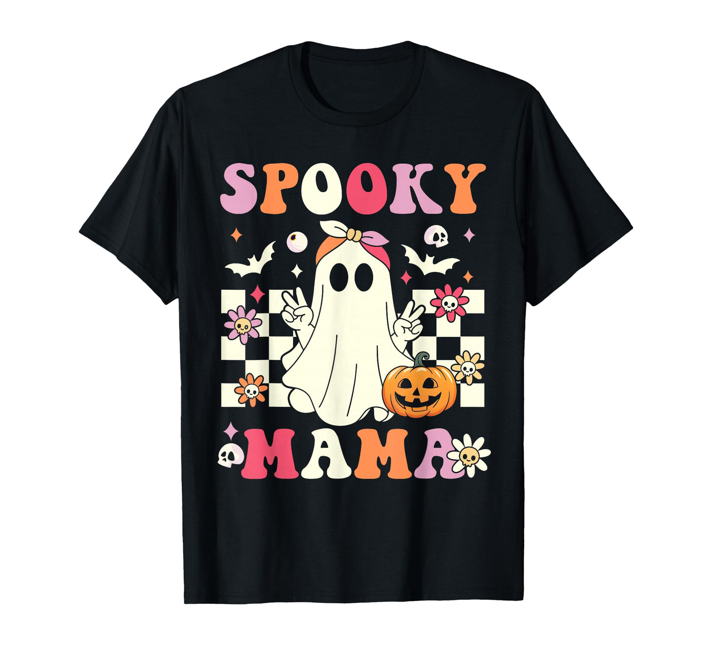 Spooky Mama Halloween Mom Ghost Costume Groovy T-Shirt