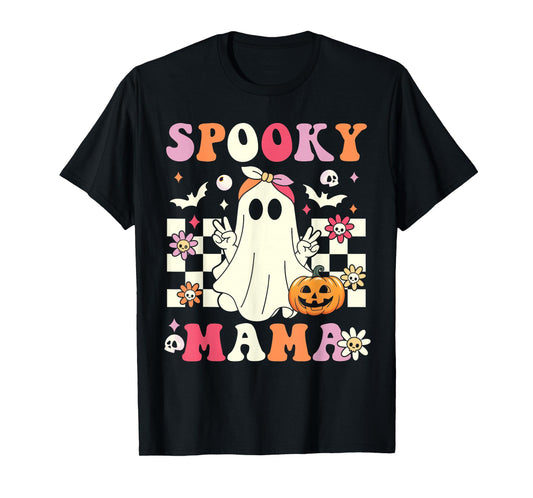 Spooky Mama Halloween Mom Ghost Costume Groovy T-Shirt