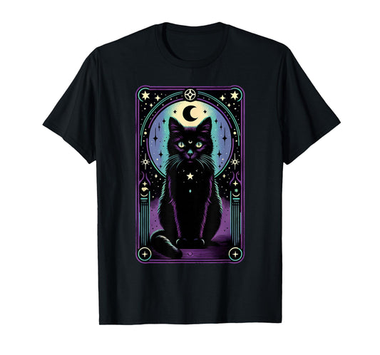 Tarot Card Crescent Moon Black Cat Lover Tarot Cat Vintage T-Shirt