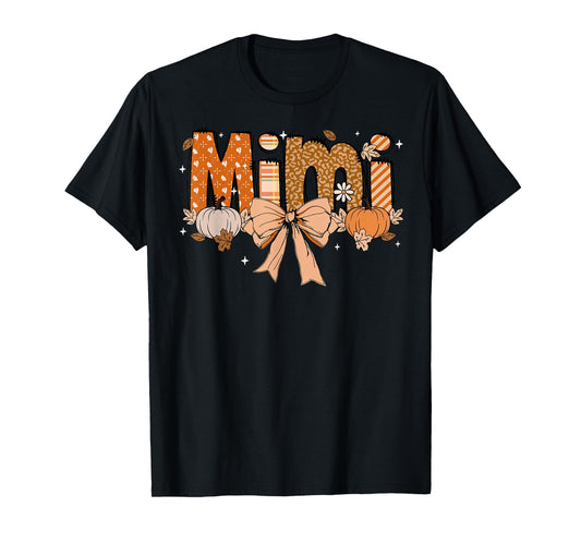Mimi Pumpkin Fall Coquette Bow Thanksgiving Mom Women T-Shirt