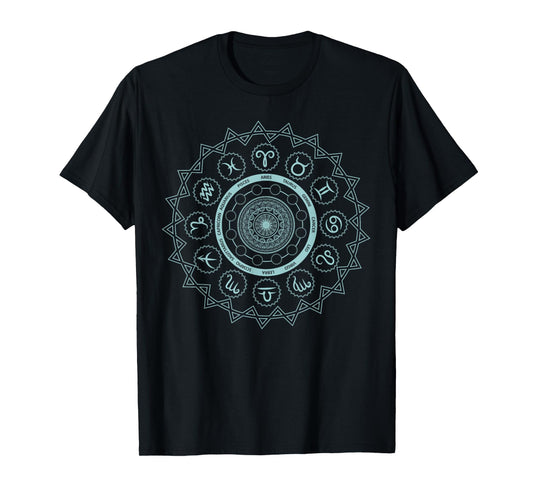 12 Horoscope Sign Zodiac Astrology Zen Spiritual Mandala T-Shirt