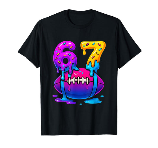 Dripping Six Seven 67 Meme Football Ice Cream Kids Sports T-Shirt